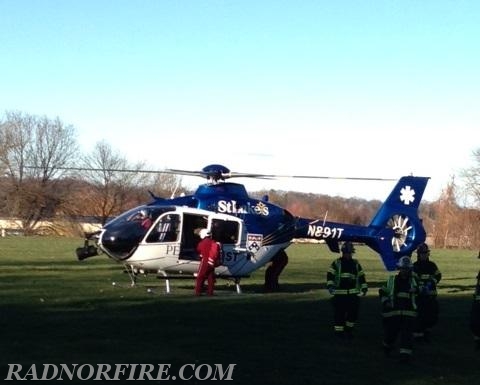 Radnor firefighters established a landing zone for PENNSTAR, while Radnor EMS were providing patient care.